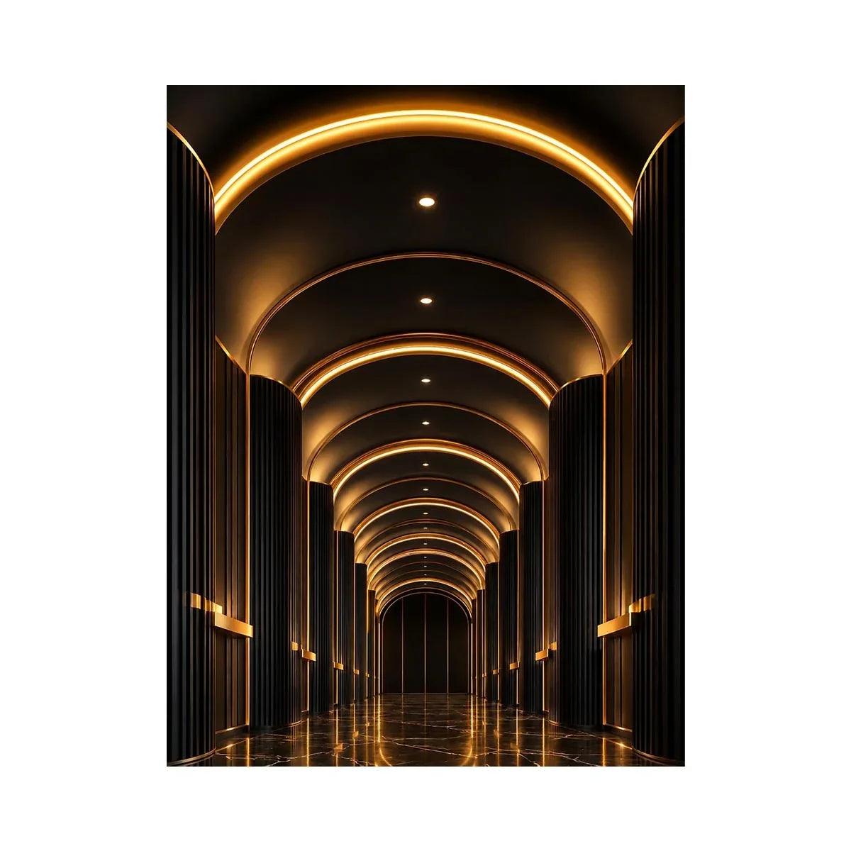   black gold arch canvas print entryway