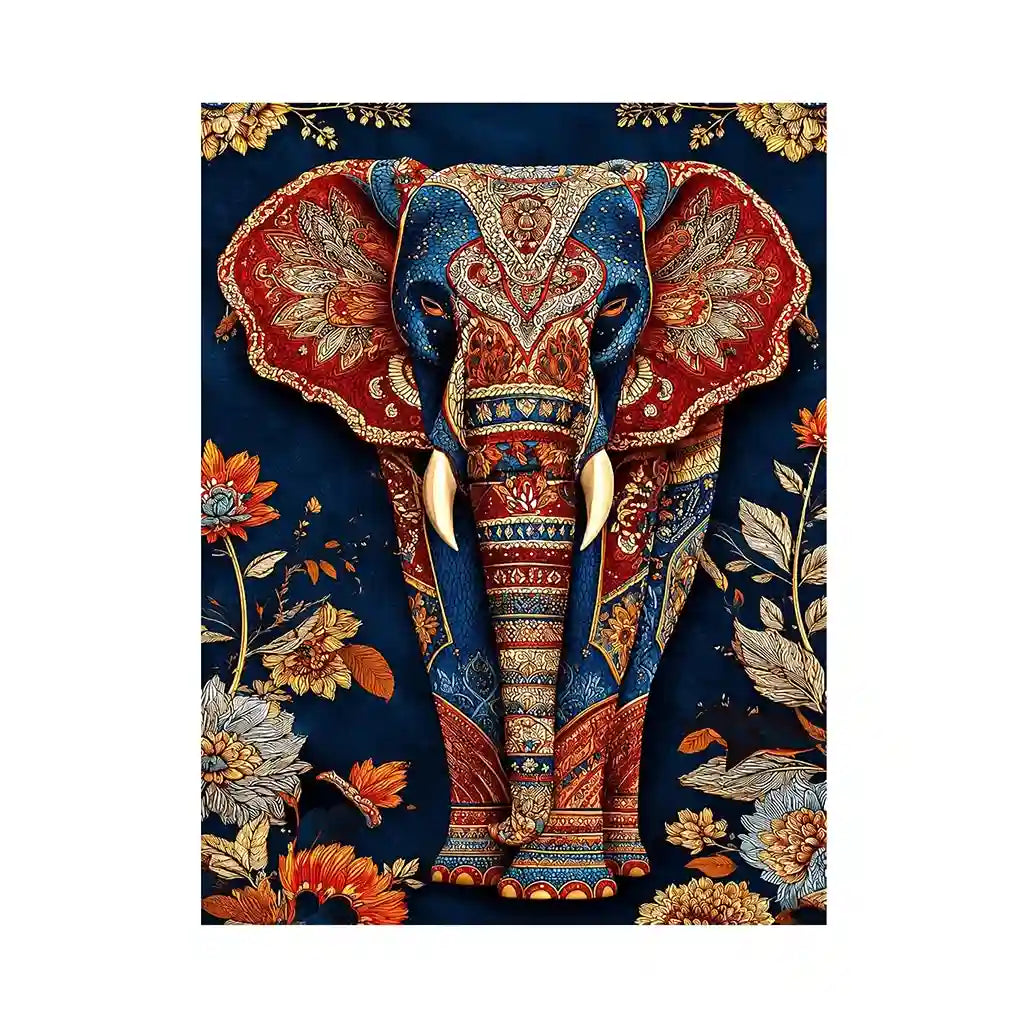   ornate elephant canvas art entryway