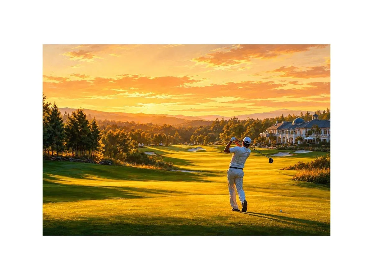   golden golf course canvas art