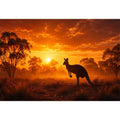   outback kangaroo sunset wall art