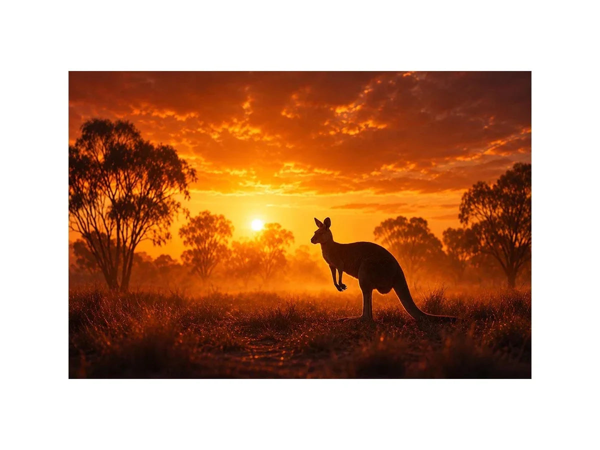   outback kangaroo sunset wall art