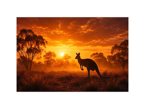   outback kangaroo sunset wall art