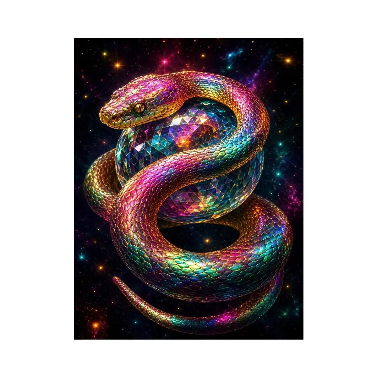   colorful fantasy snake canvas art