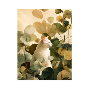   botanical cat bedroom canvas print