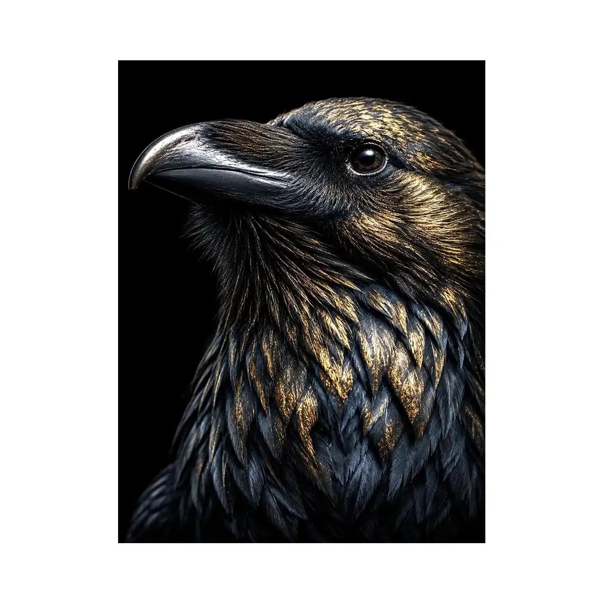   black raven gold portrait artwork office