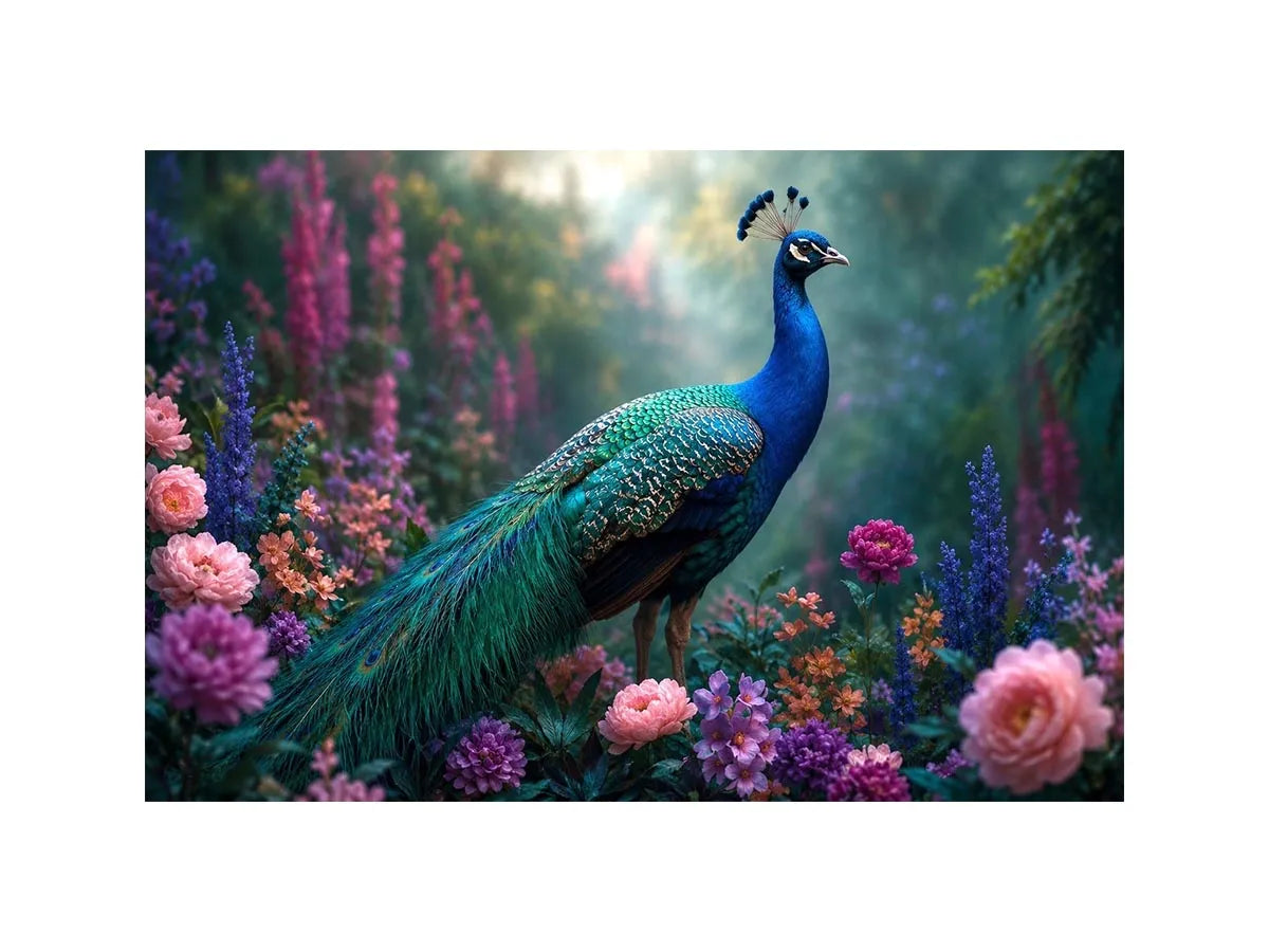   peacock garden floral canvas art bedroom