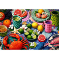   mediterranean seafood feast coastal kitchen wall art