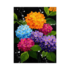   colorful hydrangea bouquet bold floral wall art