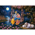   radha krishna moonlight vrindavan devotional art