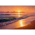   golden sunset ocean waves coastal beach wall art