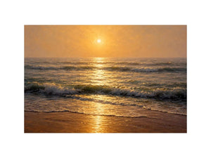   soft golden sunrise ocean serene coastal wall art