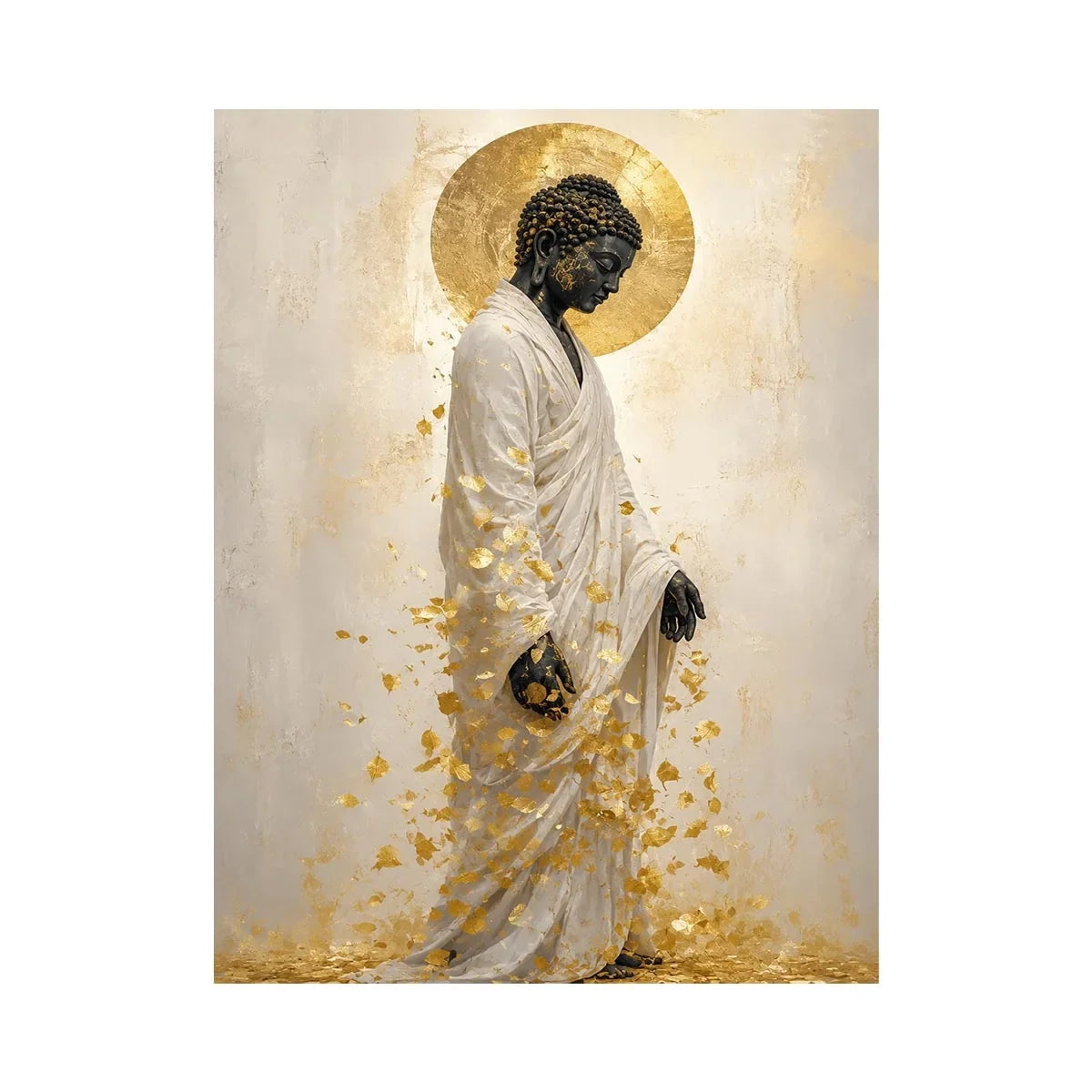   serene buddha gold leaves artwork