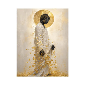   serene buddha gold leaves artwork