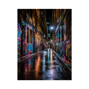   neon graffiti alley urban wall art