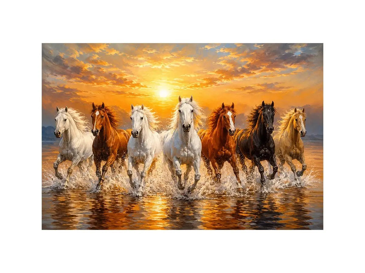  wild horses ocean canvas print