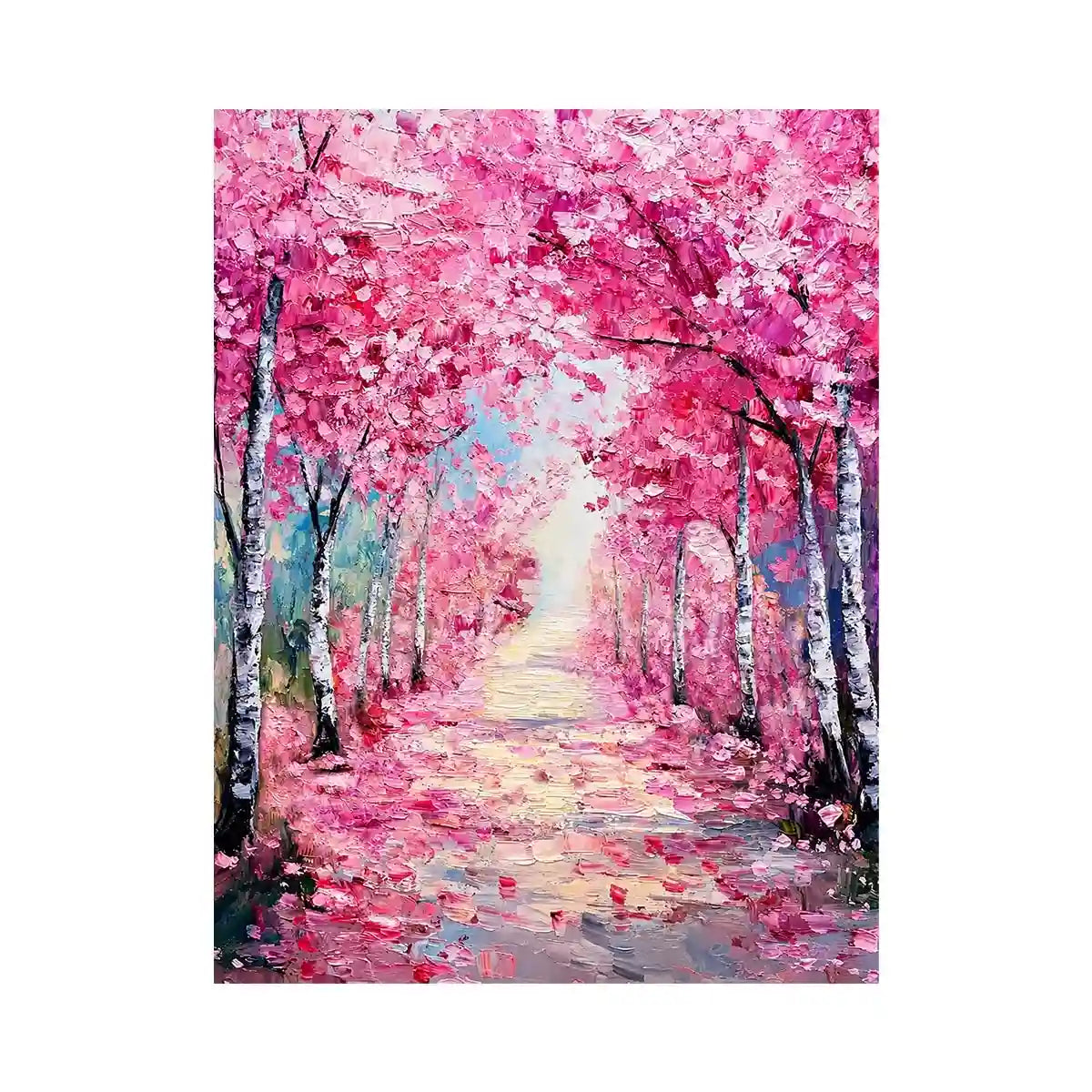   pink blossom pathway canvas print bedroom