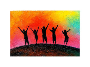   colorful kids silhouette canvas art