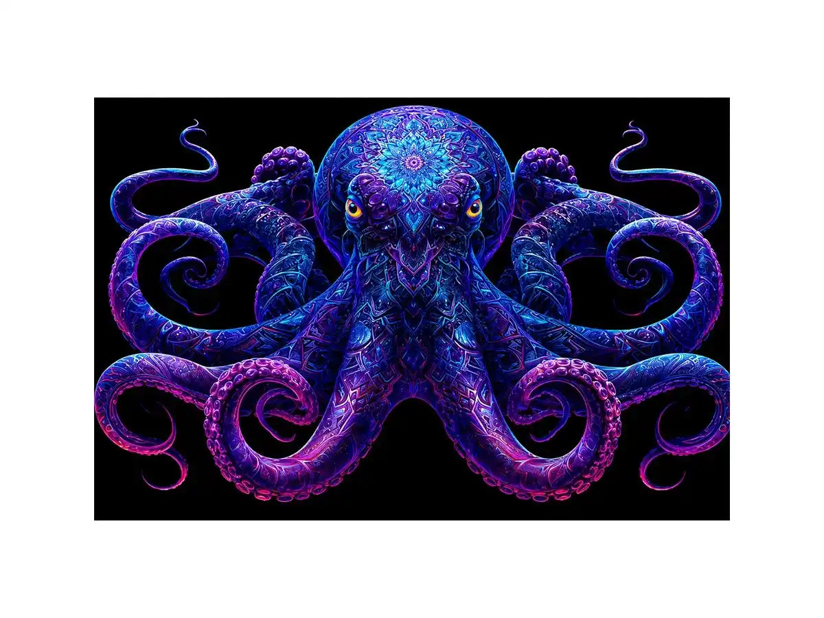   glowing octopus canvas art