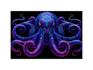   glowing octopus canvas art