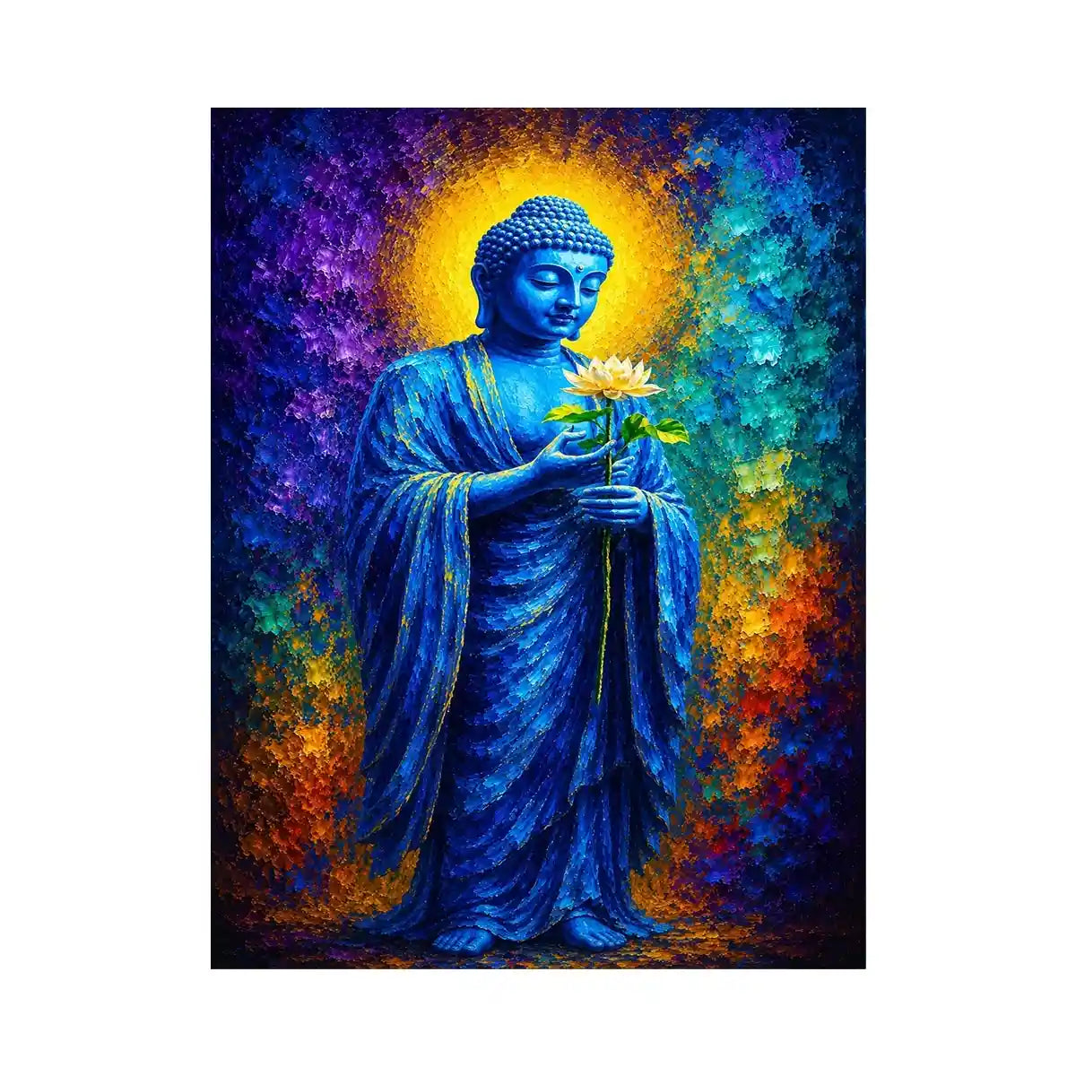   blue buddha lotus spiritual canvas print