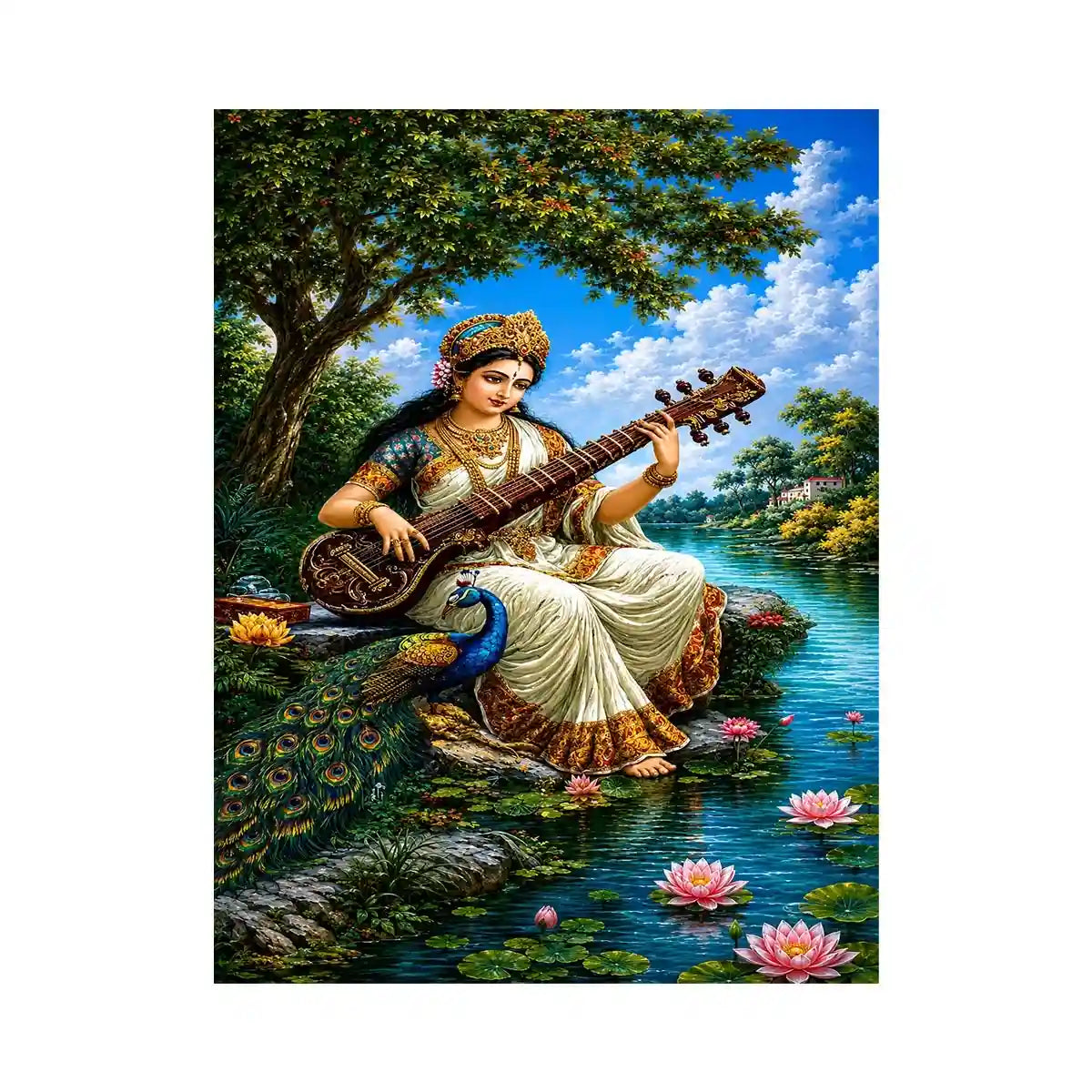   saraswati goddess music canvas