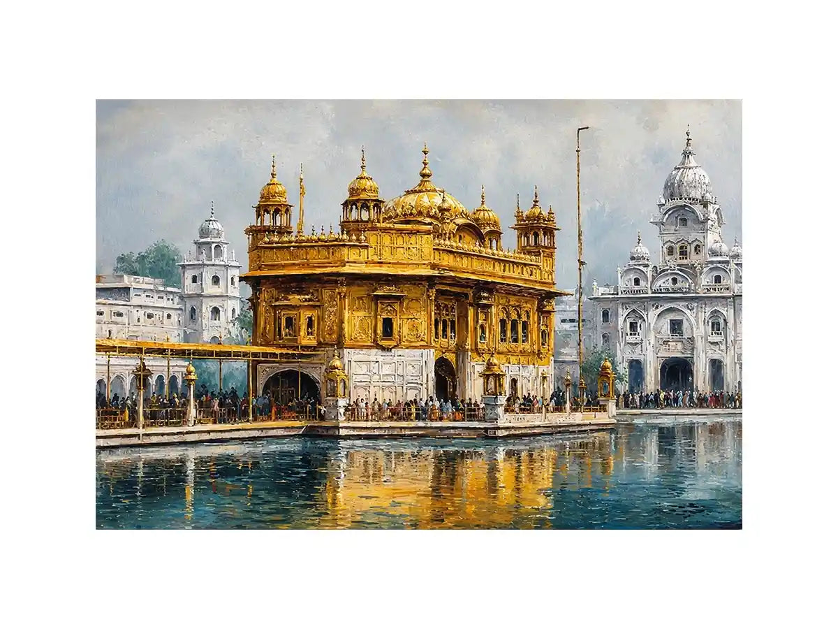   golden temple reflection canvas