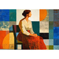   mid century geometric woman canvas