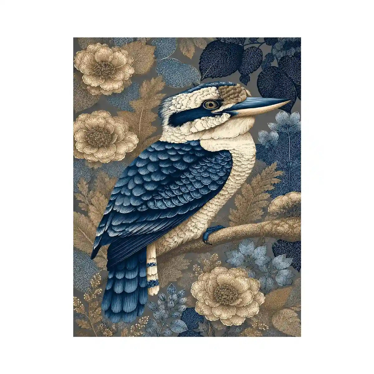  blue kookaburra botanical canvas