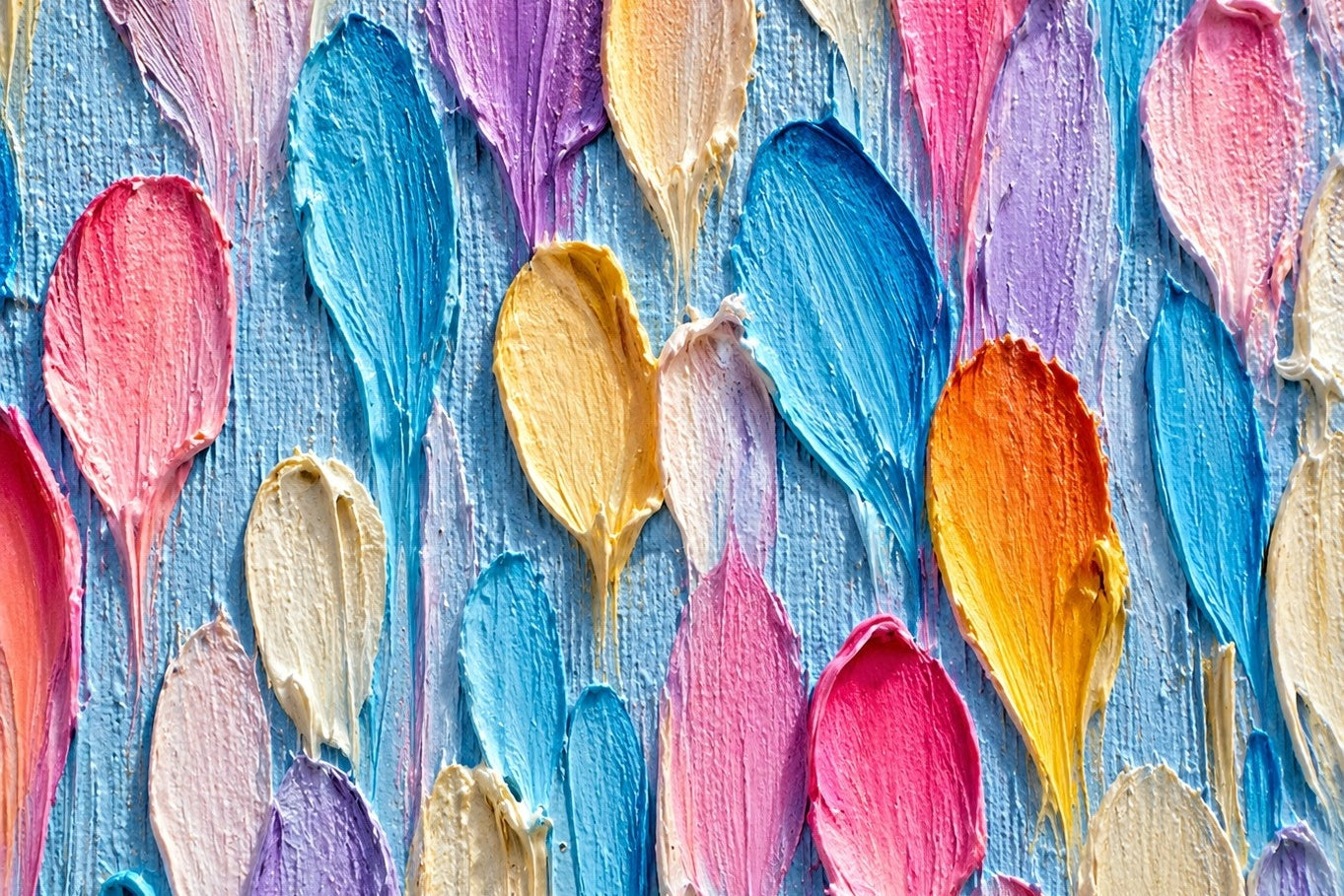   colorful impasto petal canvas