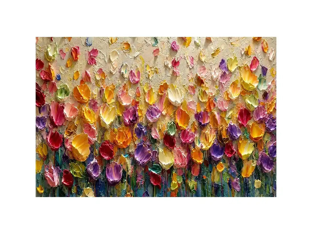   colorful impasto floral canvas art
