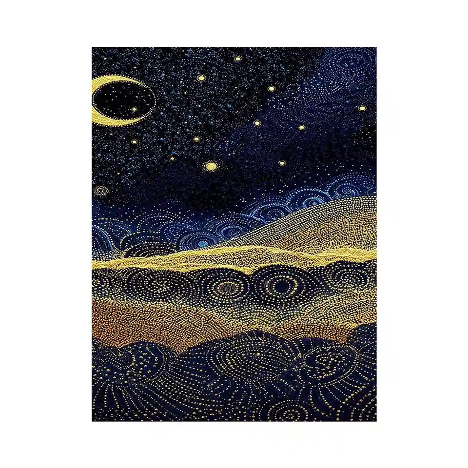   blue gold dot landscape canvas print