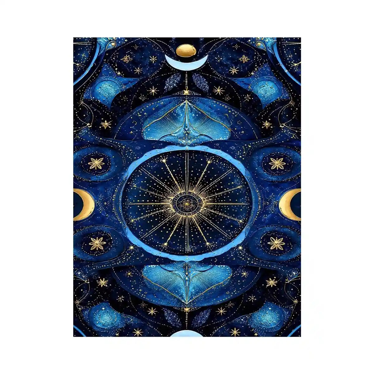   blue gold celestial mandala wall art