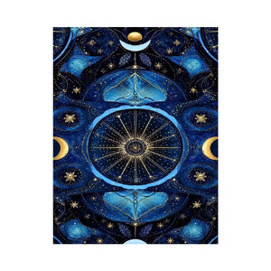   blue gold celestial mandala wall art