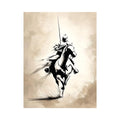black ink horse rider canvas office decor