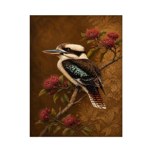   kookaburra bird canvas print native flowers