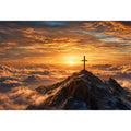   mountain cross sunrise canvas art