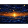   blue gold abstract horizon wall art