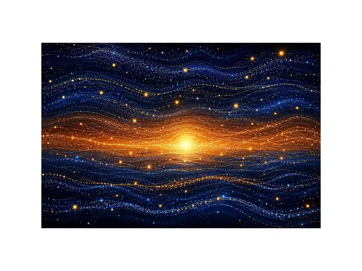   blue gold abstract horizon wall art