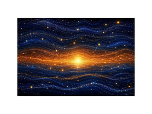   blue gold abstract horizon wall art