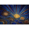   blue gold galaxy mosaic canvas print