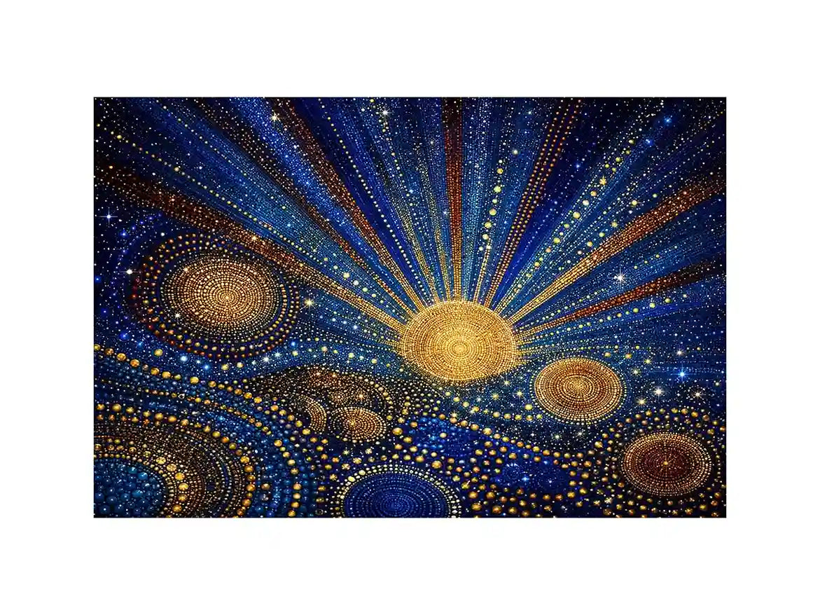   blue gold galaxy mosaic canvas print