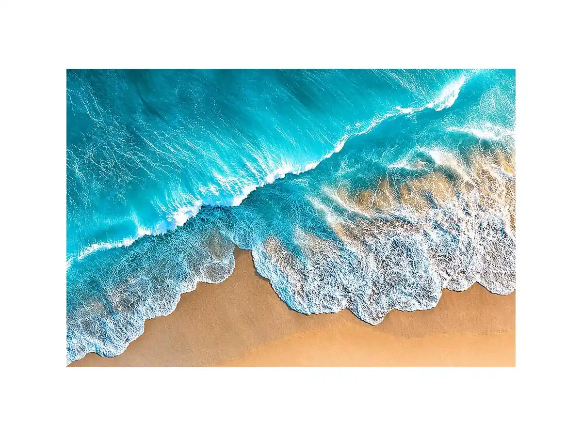   aerial turquoise ocean beach coastal wave wall art