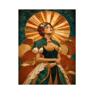   art deco woman canvas wall art teal gold
