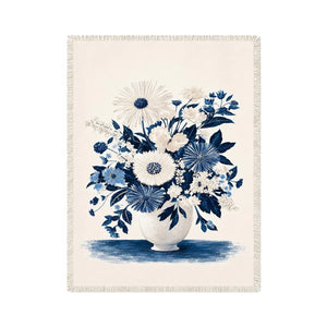   blue white floral canvas print