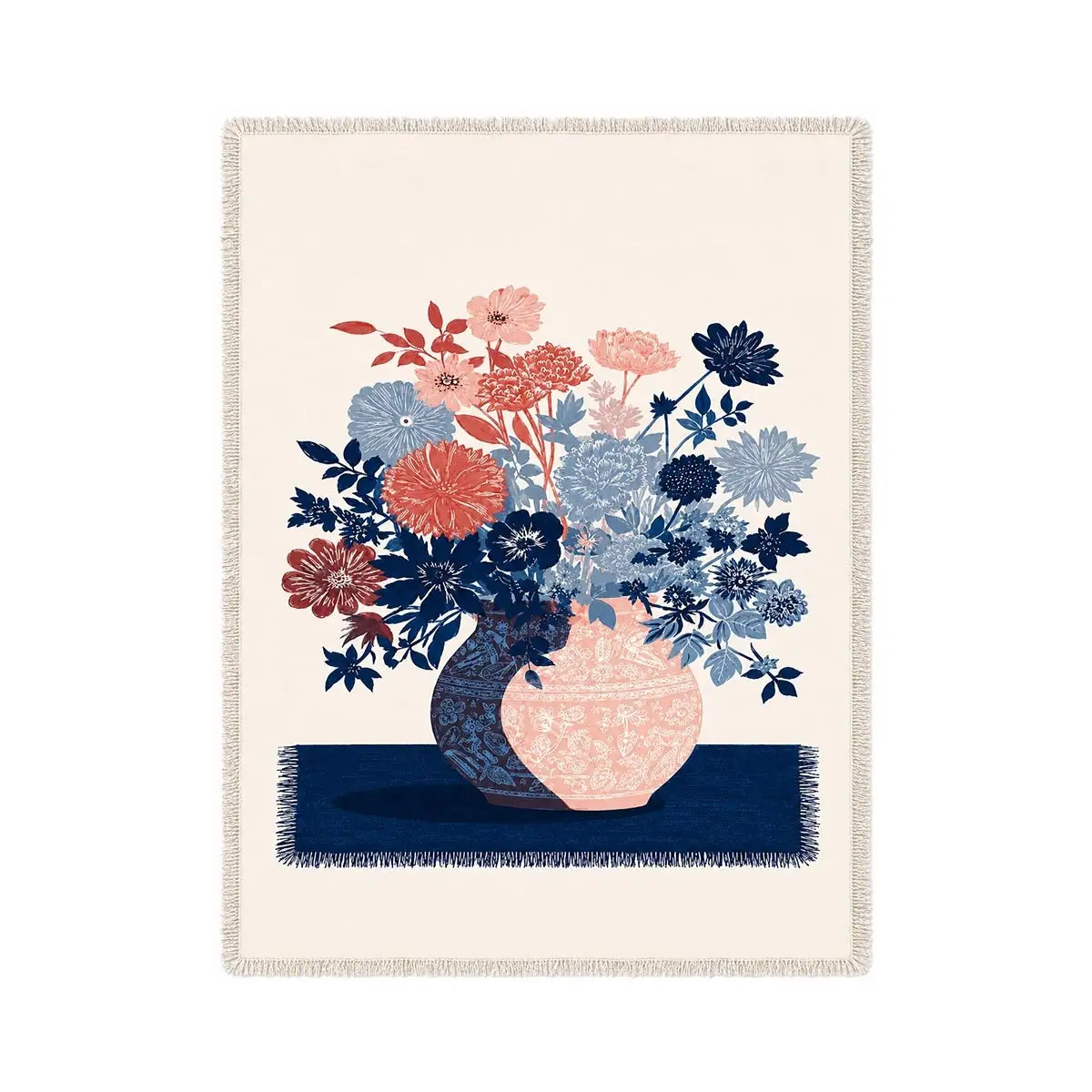   pink blue floral vase artwork