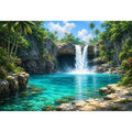   tropical waterfall lagoon canvas art