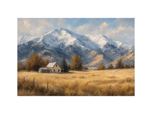   snow mountain farmhouse canvas print