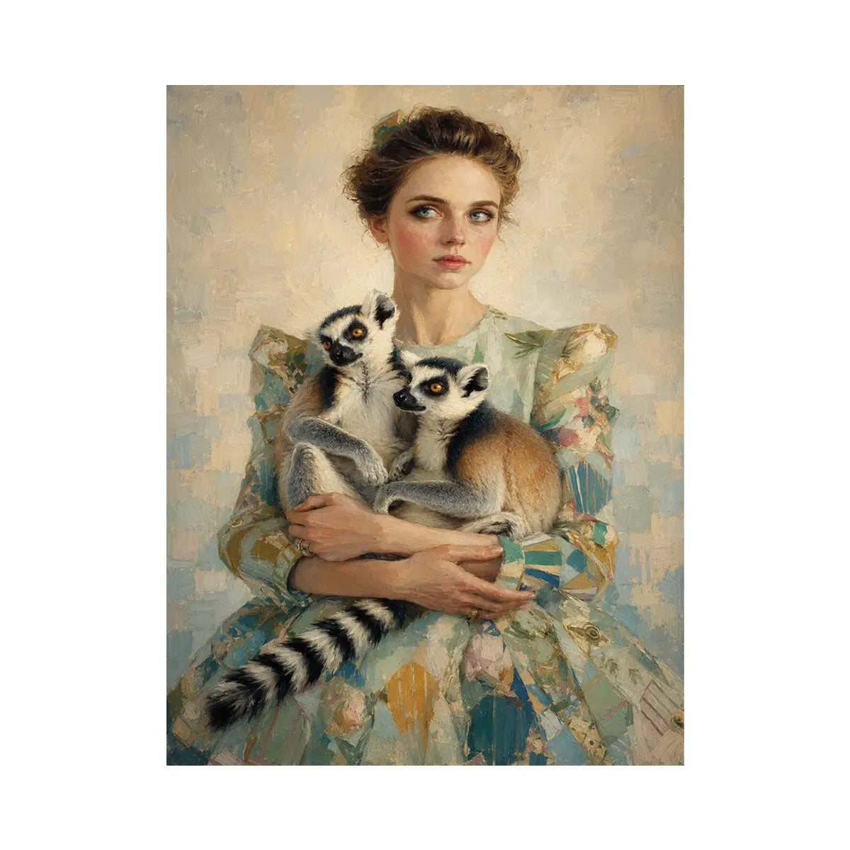   woman lemurs portrait canvas art