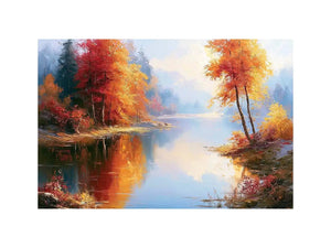 autumn lake landscape canvas living room