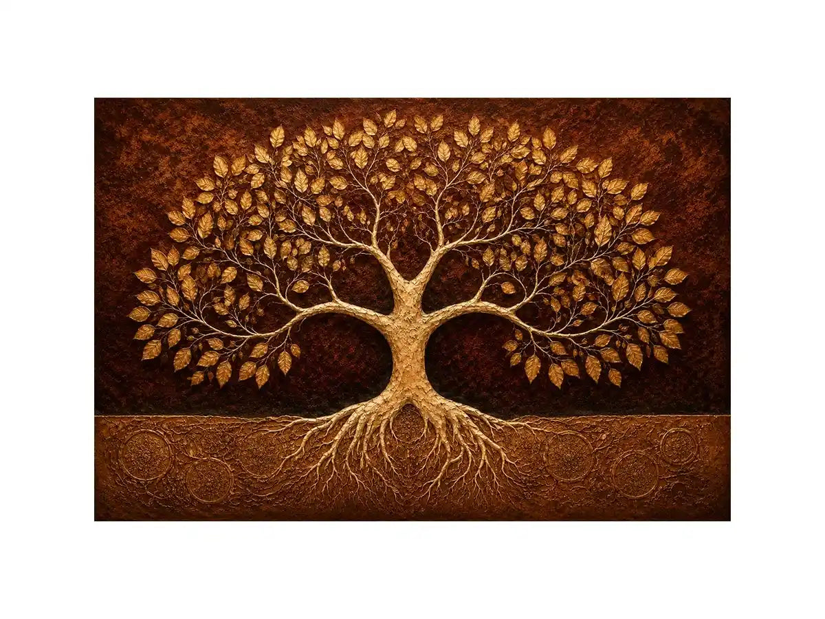   golden tree canvas art warm luxury decor